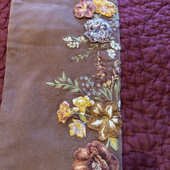 NWT Driftwood Free People Jackie Embroidered Brown Denim Pants - Picture 14 of 15